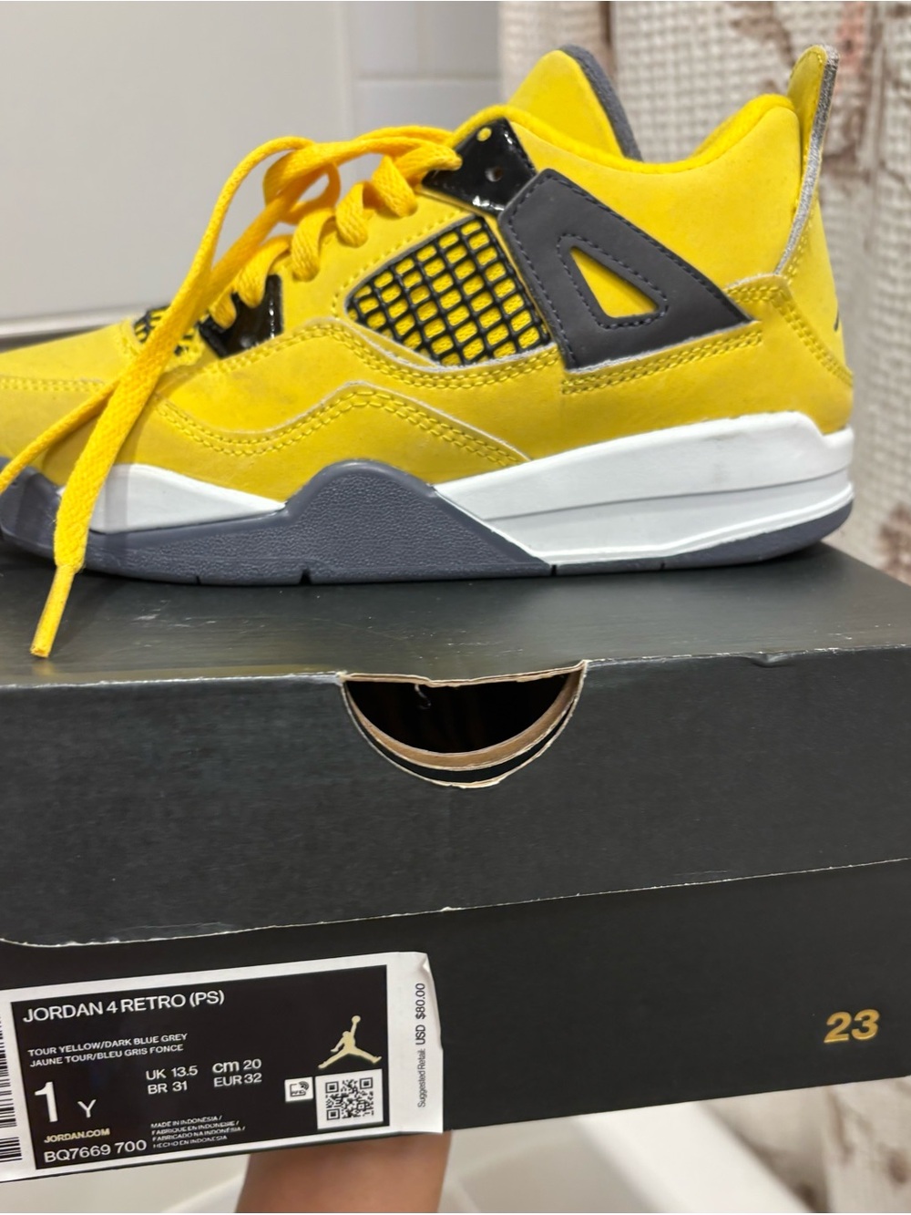 Jordan Kids Sneakers in Tour Yellow and Dark Grey
